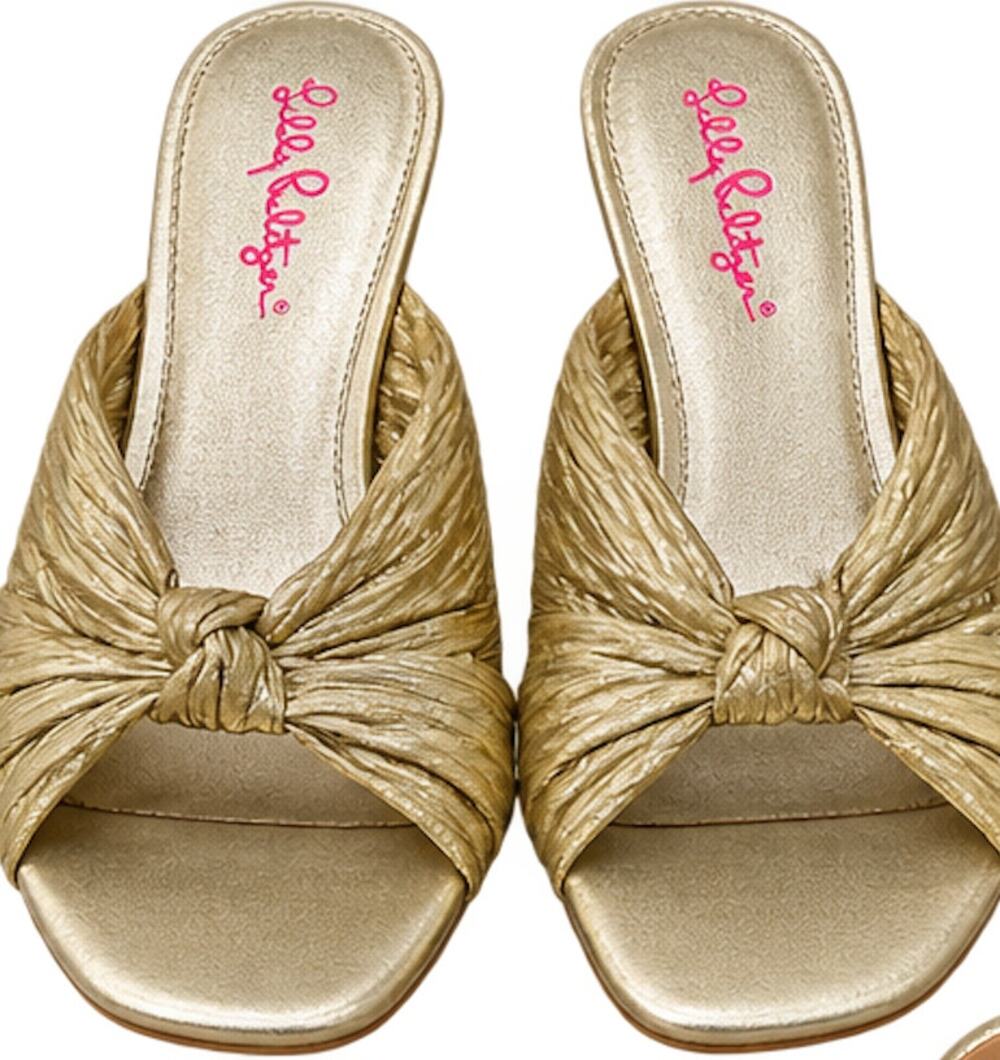 Lilly Pulitzer Sheena Slide Block Heel Sandals Metallic Gold